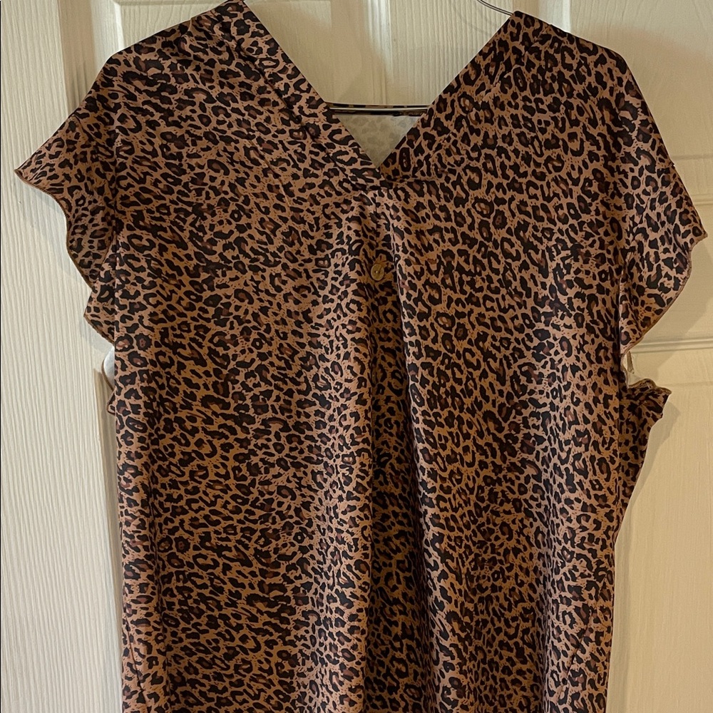 Leopard Print V-Neck Dress Top